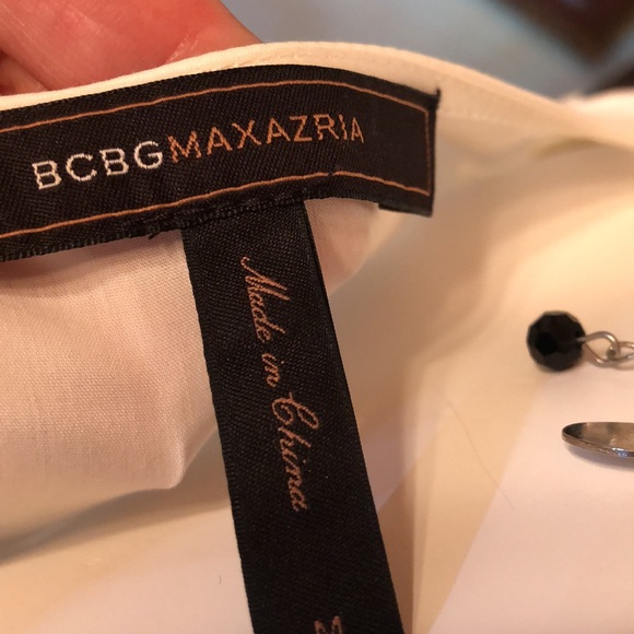 BCBGMAXAZRIA White puff sleeve v neck tie in back dress shirt women’s si… - Picture 12 of 16